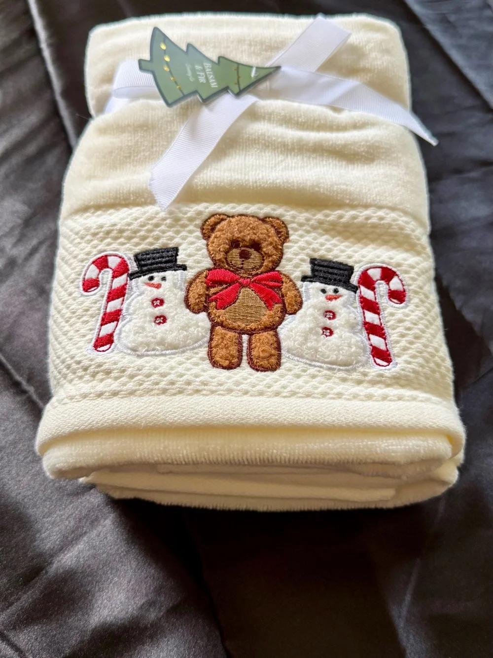 NEW Balsam & Fir Holiday Christmas Hand Towels, Set of 2 Teddy Bear & Snowman...